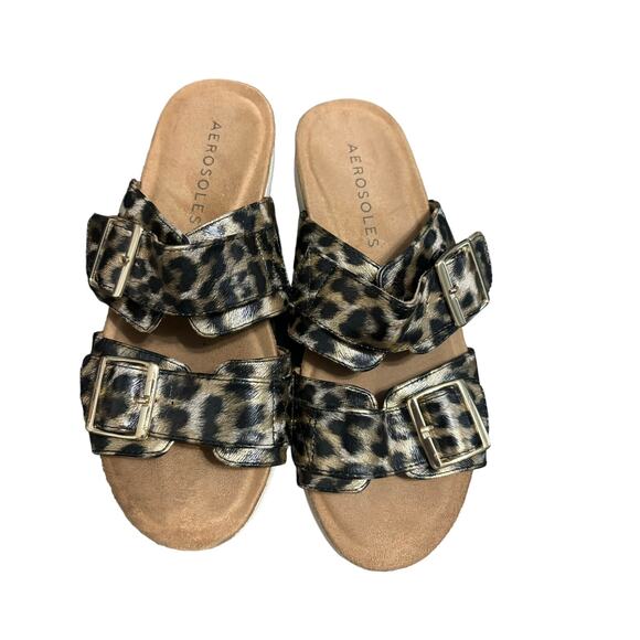 Aerosoles Animal Print Sandals with Buckles Size 7.5 - Picture 1 of 2